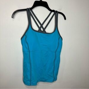 Lands' End Blue Swim Tank with Crisscross Straps